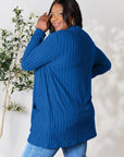 Basic Bae Full Size Ribbed Open Front Cardigan with Pockets