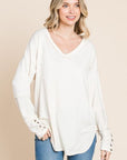 Culture Code Full Size V-Neck Dropped Shoulder Blouse