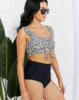 Marina West Swim Sanibel Crop Swim Top and Ruched Bottoms Set in Black - Online Only
