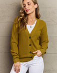 Zenana Kiss Me Tonight Full Size Button Down Cardigan in Chartreuse - Online Only