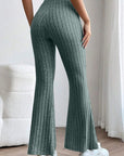 Basic Bae Full Size Ribbed High Waist Flare Pants