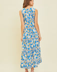 HEYSON Full Size Printed Crochet Trim Maxi Dress