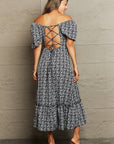 Floral Lace-Up Off-Shoulder Midi Dress - Online Only