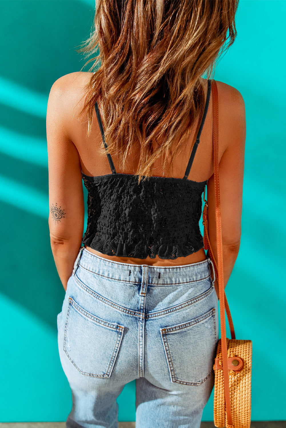 V-Neck Lace Cropped Cami - Online Only