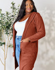 Basic Bae Full Size Ribbed Open Front Long Sleeve Cardigan