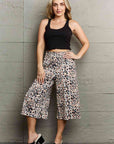 Ninexis Leopard High Waist Flowy Wide Leg Pants with Pockets