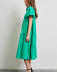 HEYSON Full Size Cotton Poplin Ruffled Tiered Midi Dress