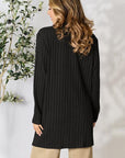 Basic Bae Full Size Ribbed Open Front Cardigan with Pockets