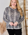 Hailey & Co Full Size Snakeskin V-Neck Long Sleeve Top