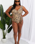 Marina West Swim Full Size Float On Ruffle Faux Wrap One-Piece in Leopard - Online Only