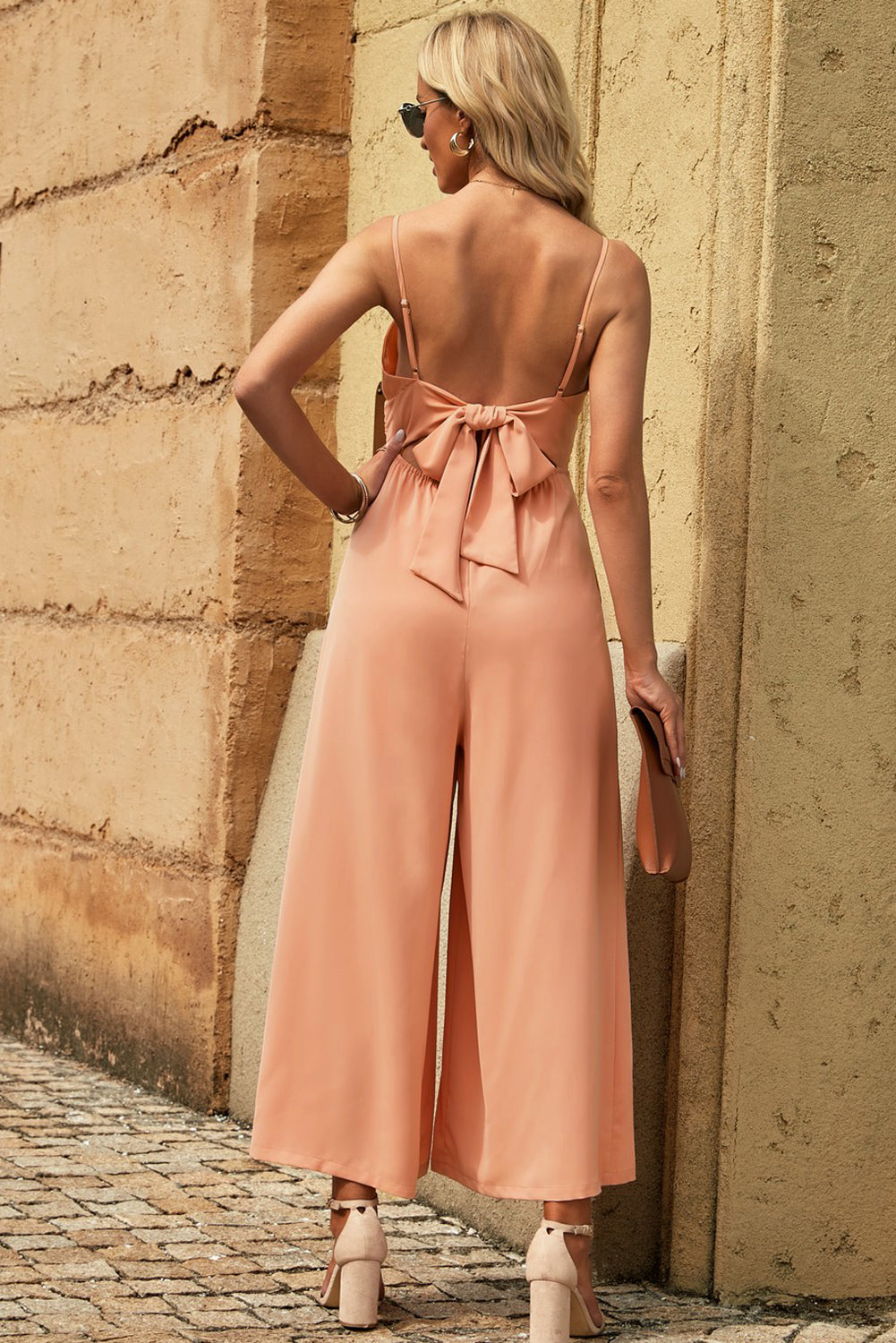 Spaghetti Strap Tied Seam Detail Jumpsuit - Online Only