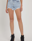 RISEN Full Size High Rise Rhinestone Strap Embellished Denim Shorts