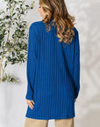 Basic Bae Full Size Ribbed Open Front Cardigan with Pockets