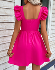 Ruffled Square Neck Dress - Online Only
