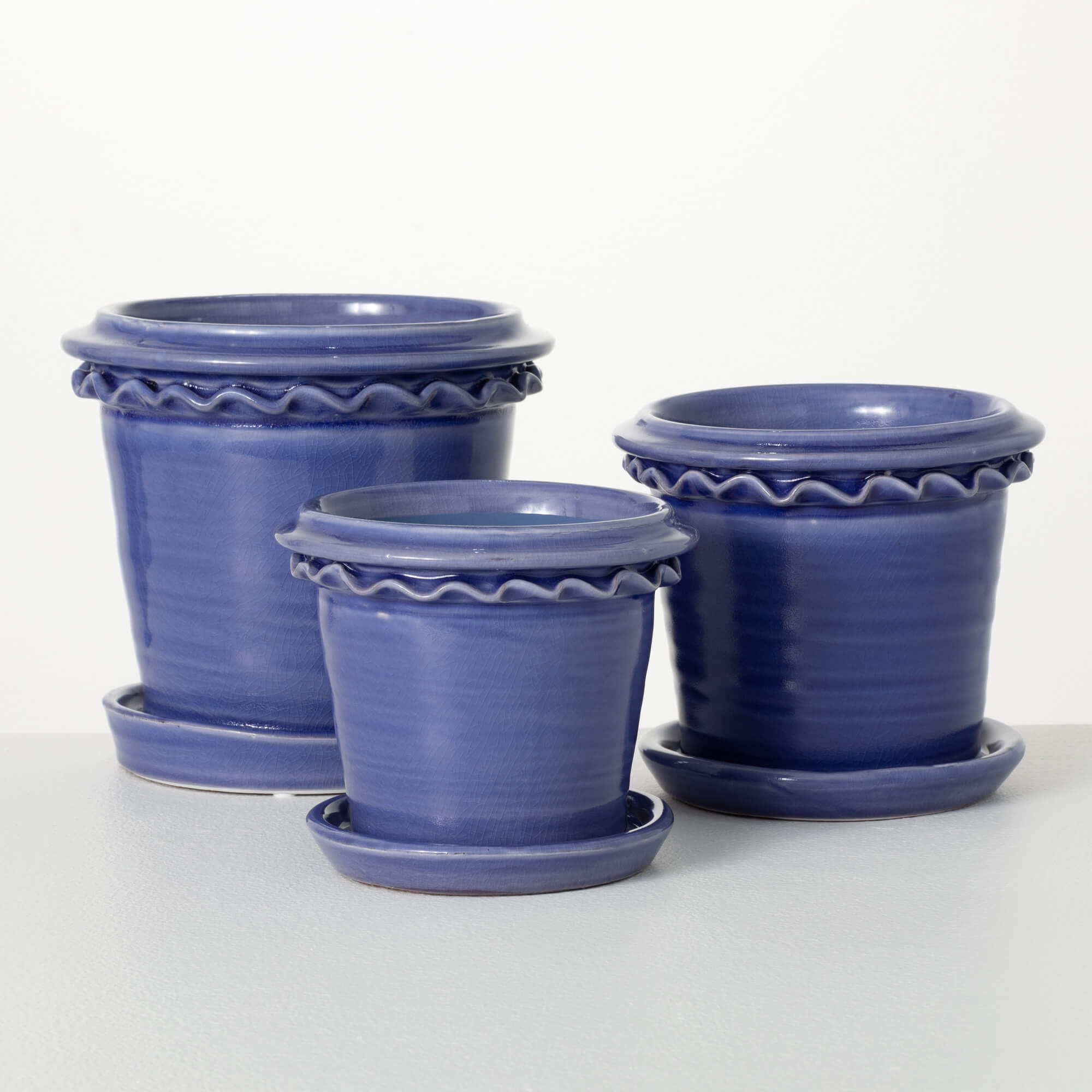 Provincial Design Indigo Pots Set of 3 - Online Only