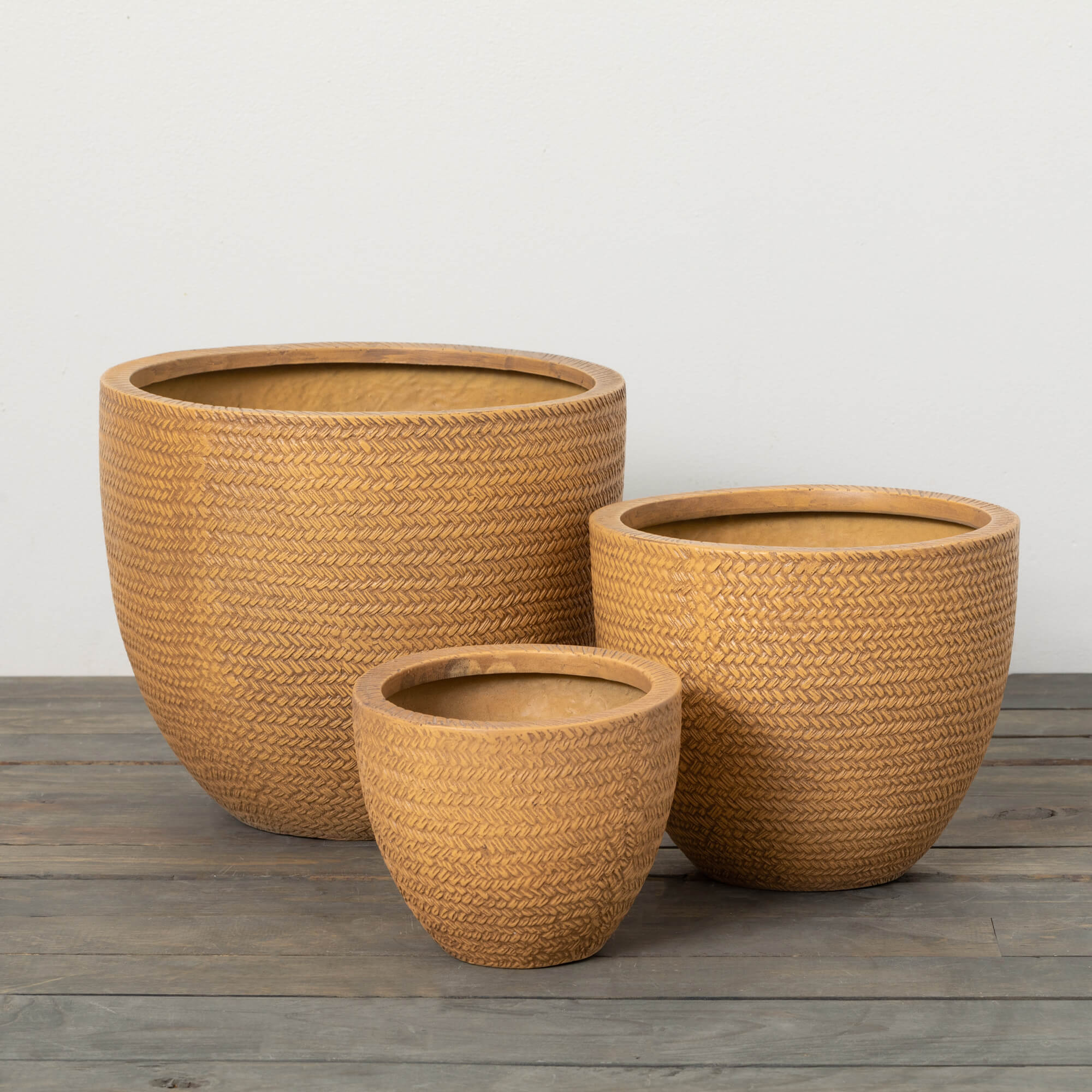 Seagrass Weave Textured Pots Set of 3  - Online Only