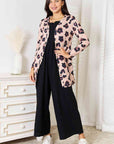 Double Take Printed Button Front Longline Cardigan