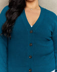 Zenana Kiss Me Tonight Full Size Button Down Cardigan in Teal - Online Only