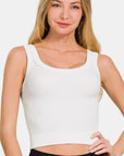 Zenana Ribbed Round Neck Cropped Tank