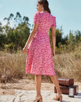 Floral Ruched Front Slit Dress - Online Only