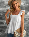 Ruffled Square Neck Babydoll Blouse - Online Only