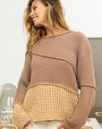 BiBi Texture Detail Contrast Drop Shoulder Sweater