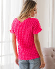 Sew In Love Bubble Textured Round Neck Short Sleeve T-Shirt