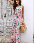 Round Neck Sleeveless Maxi Dress with Pockets - Online Only