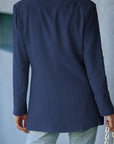 Double-Breasted Padded Shoulder Blazer with Pockets - Online Only