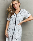 MOON NITE Quilted Quivers Button Down Sleepwear Dress - Online Only