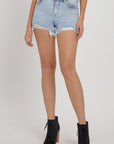 RISEN Full Size High Rise Rhinestone Strap Embellished Denim Shorts