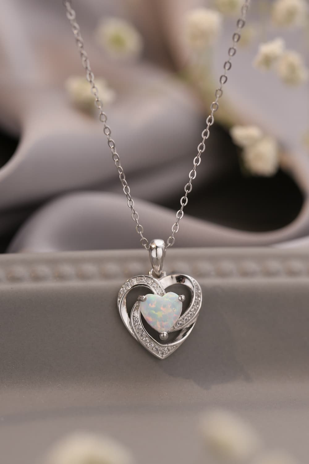 Opal Heart Pendant Necklace - Online Only