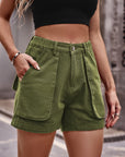 Buttoned Cargo Denim Shorts - Online Only