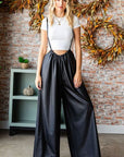 First Love Drawstring Back Spaghetti Strap Wide Leg Overall