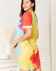 Double Take Tie-Dye V-Neck Twisted Dress