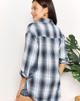 Double Take Plaid Dropped Shoulder Shirt