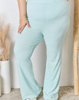 RISEN Full Size High Waist Ultra Soft Knit Flare Pants