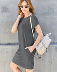 Basic Bae Full Size Round Neck Short Sleeve Dress with Pockets