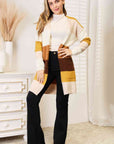 Woven Right Color Block Dropped Shoulder Cardigan