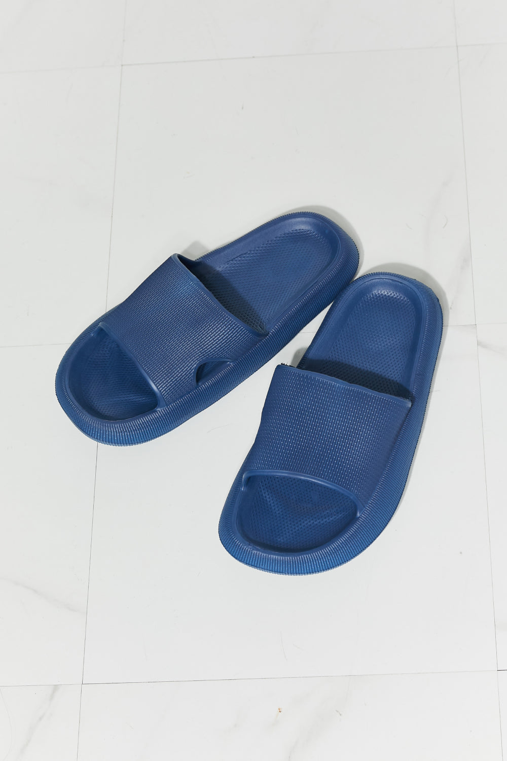 MMShoes Arms Around Me Open Toe Slide in Navy - Online Only