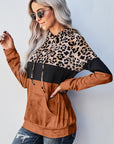 Leopard Color Block Hoodie - Online Only *