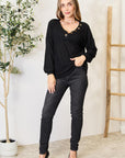 Zenana Buttoned Long Sleeve Blouse