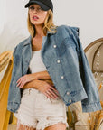 BiBi Button Up Long Sleeve Denim Jacket