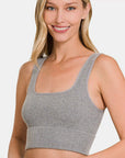 Zenana Ribbed Square Neck Cropped Tank