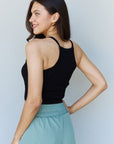 Soft Modal Short Strap Ribbed Tank Top in Black - Online Only