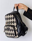 David Jones Argyle Pattern PU Leather Backpack