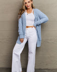 Zenana Falling For You Full Size Open Front Popcorn Cardigan - Online Only