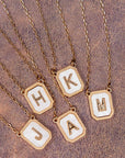 Initial Tag Pendant Necklace Gold/White