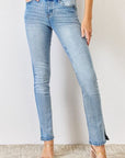 Kancan Full Size Mid Rise Y2K Slit Bootcut Jeans