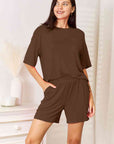 Basic Bae Full Size Soft Rayon Half Sleeve Top and Shorts Set